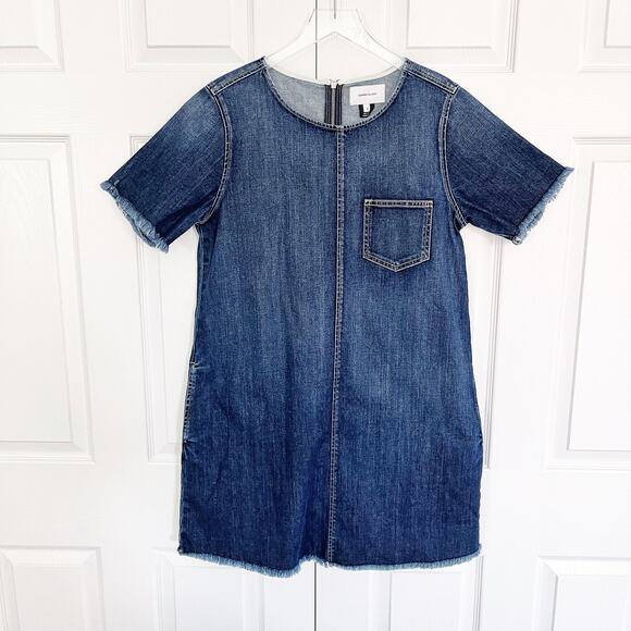 Current/Elliott The Frayed Edge Denim Shift Dress - Picture 3 of 9